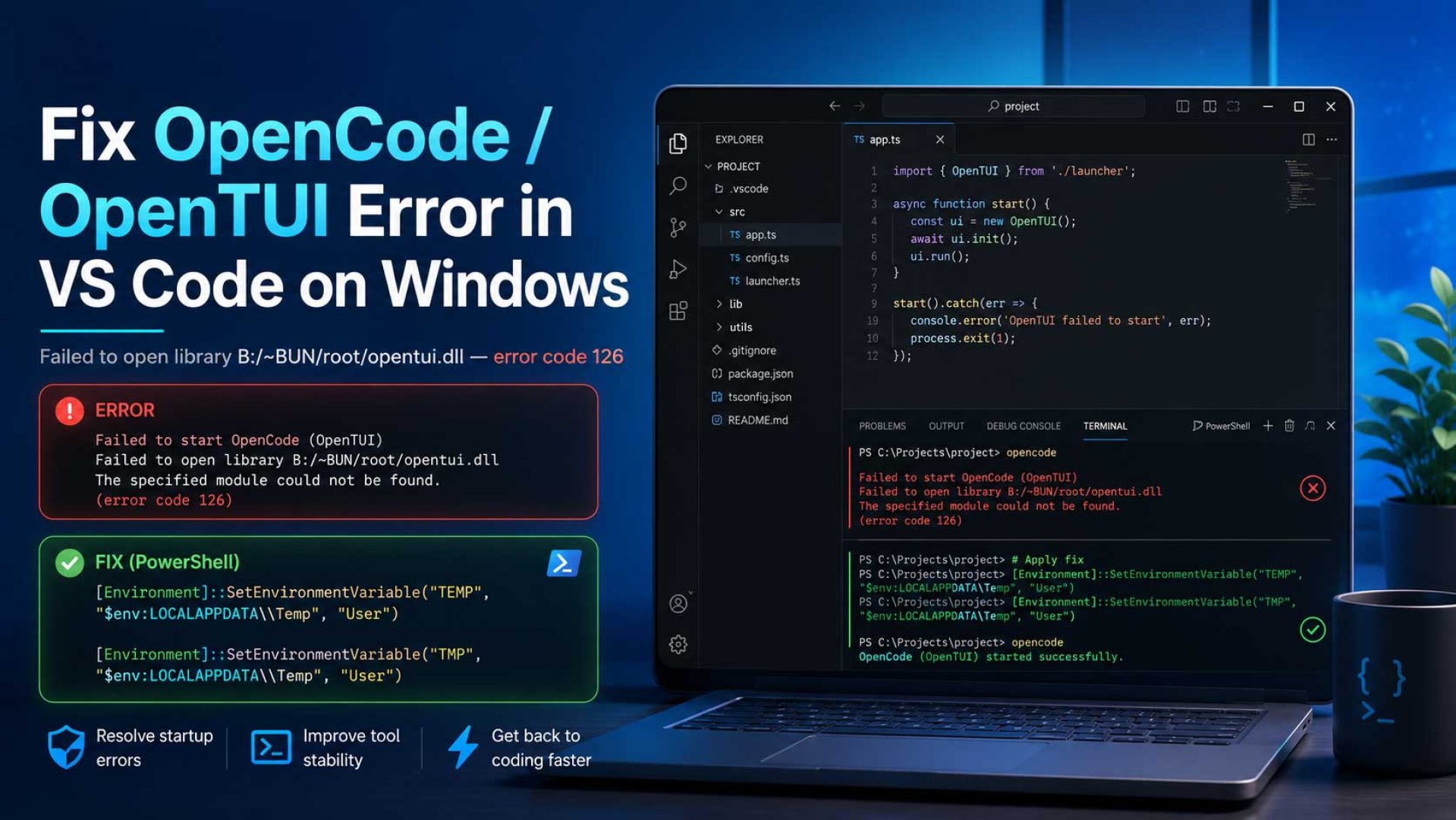 Cara Mengatasi Error OpenCode OpenTUI di VS Code Windows